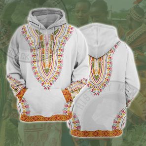 African Totem Dashiki White Flower Cosplay Hoodie