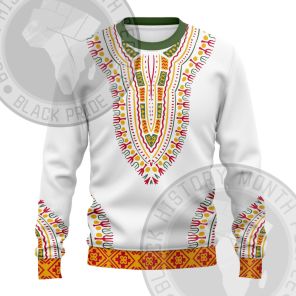 African Totem Dashiki White Flower Sweatshirt