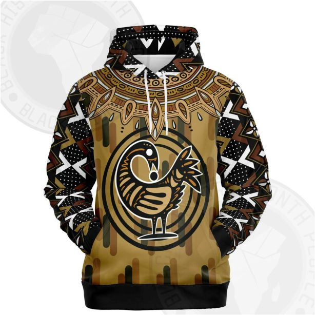 Adinkra Symbol Printed Mud Cloth Fashion Hoodie