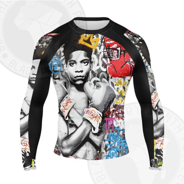 African Americans The Arts Basquiat Graffiti Boxing Long Sleeve Compression Shirt