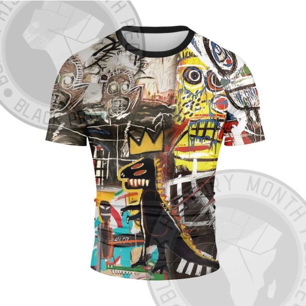 African Americans The Arts Basquiat Graffiti life Short Sleeve Compression Shirt