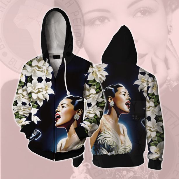 African Americans The Arts Billie-Holiday Cosplay Zip Up Hoodie