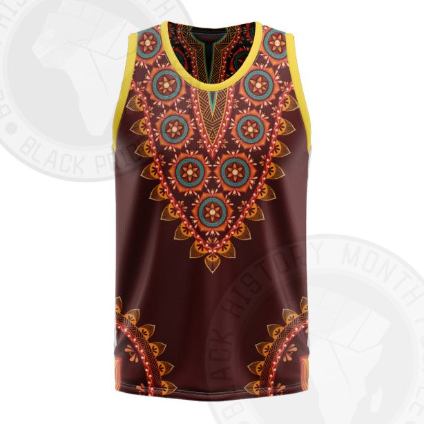 African Totem Dashiki Red Flower Basketball Jersey