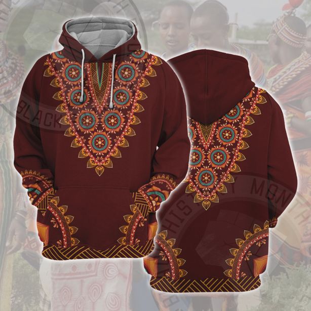 African Totem Dashiki Red Flower Cosplay Hoodie