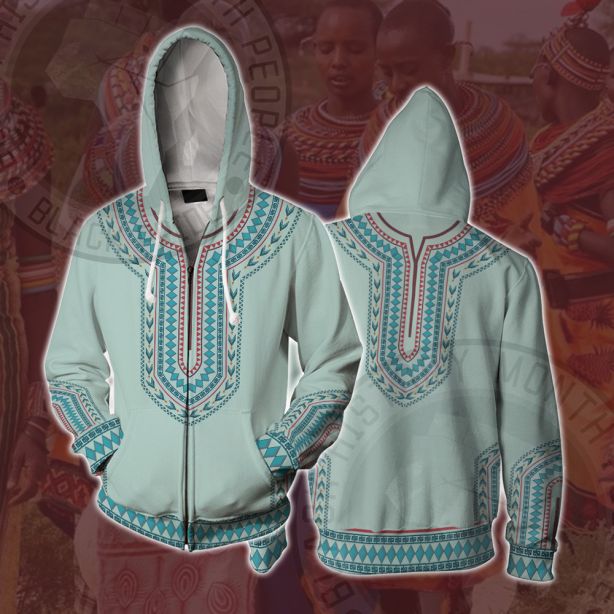 African Totem Dashiki Rhombus Flower Cosplay Zip Up Hoodie