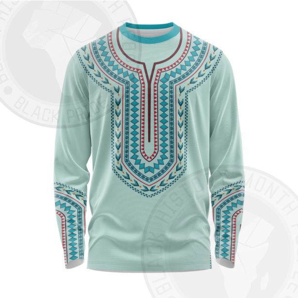 African Totem Dashiki Rhombus Flower Long Sleeve Shirt