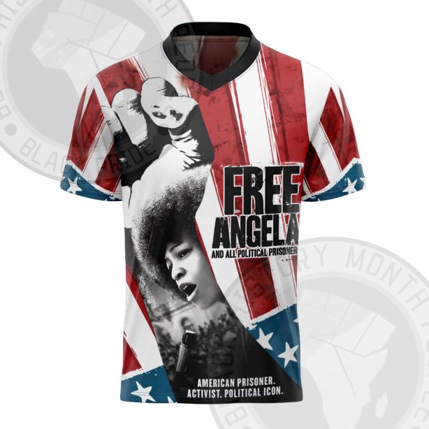 Angela Davis Free Angela Illustration Football Jersey