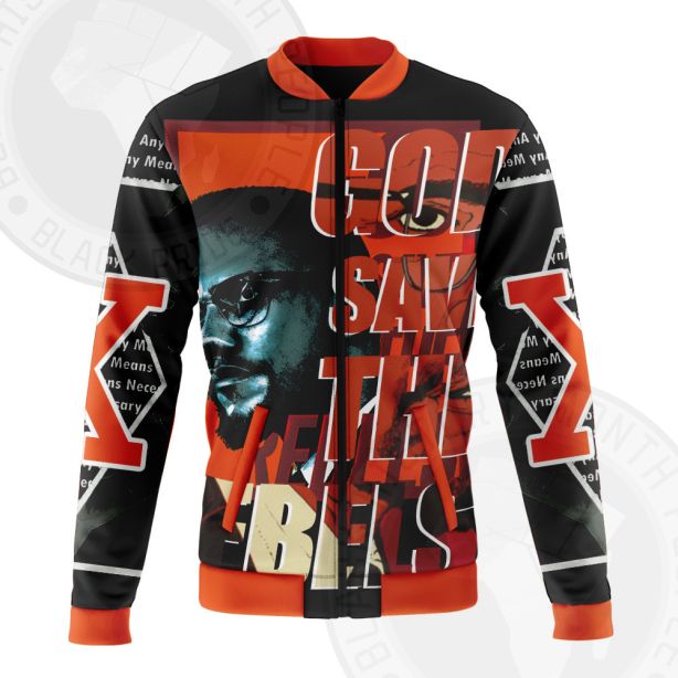 Malcolm X God Save The Rebels Bomber Jacket