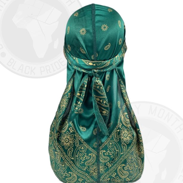 Money Green Cashew Flower Silky Bandana Durag