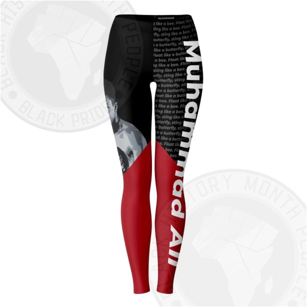 Muhammad Ali Black and Red Leggings