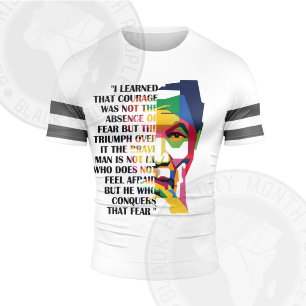 Nelson Mandela Overcome Fear Short Sleeve Compression Shirt