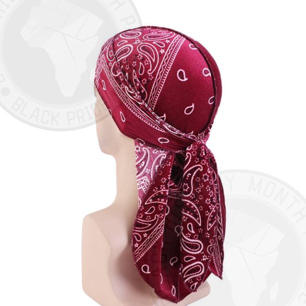 Red Cashew Flower Velvet Bandana Durag