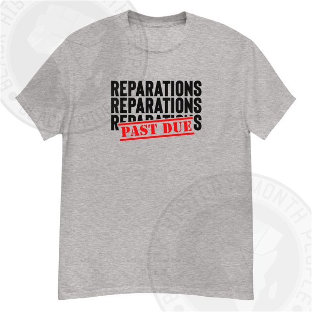 Reparations Past Due Black Text T-shirt