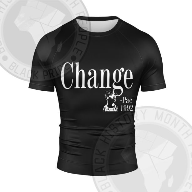 Tupac Changes Black Short Sleeve Compression Shirt