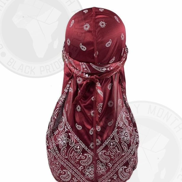 Wine Red Cashew Flower Silky Bandana Durag